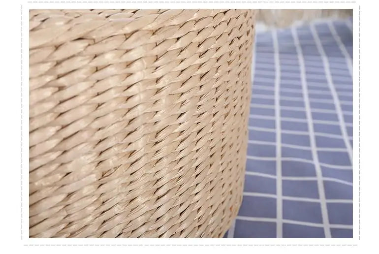 Pouf rond japonais en paille naturelle