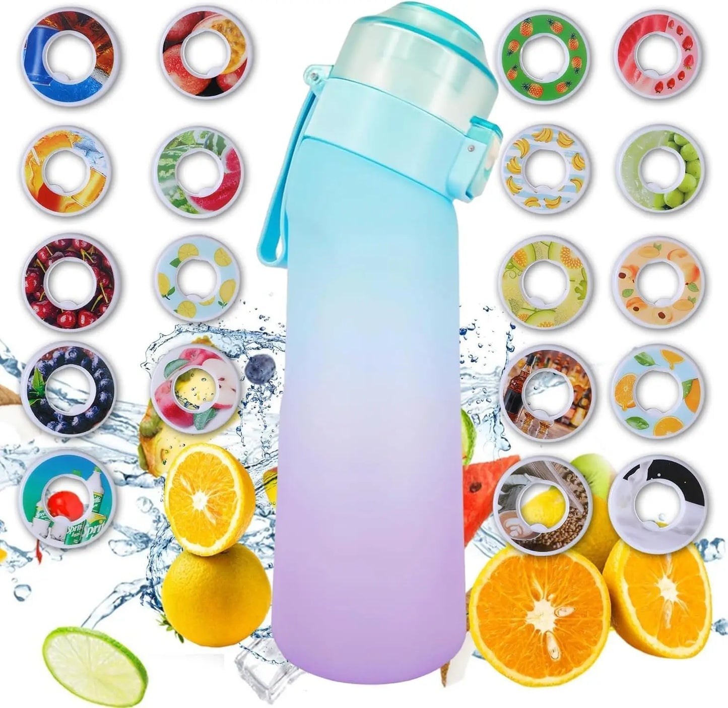 Gourde Sport 650ml avec Pods Arômes Fruités – Zéro Sucre, Anti-fuite