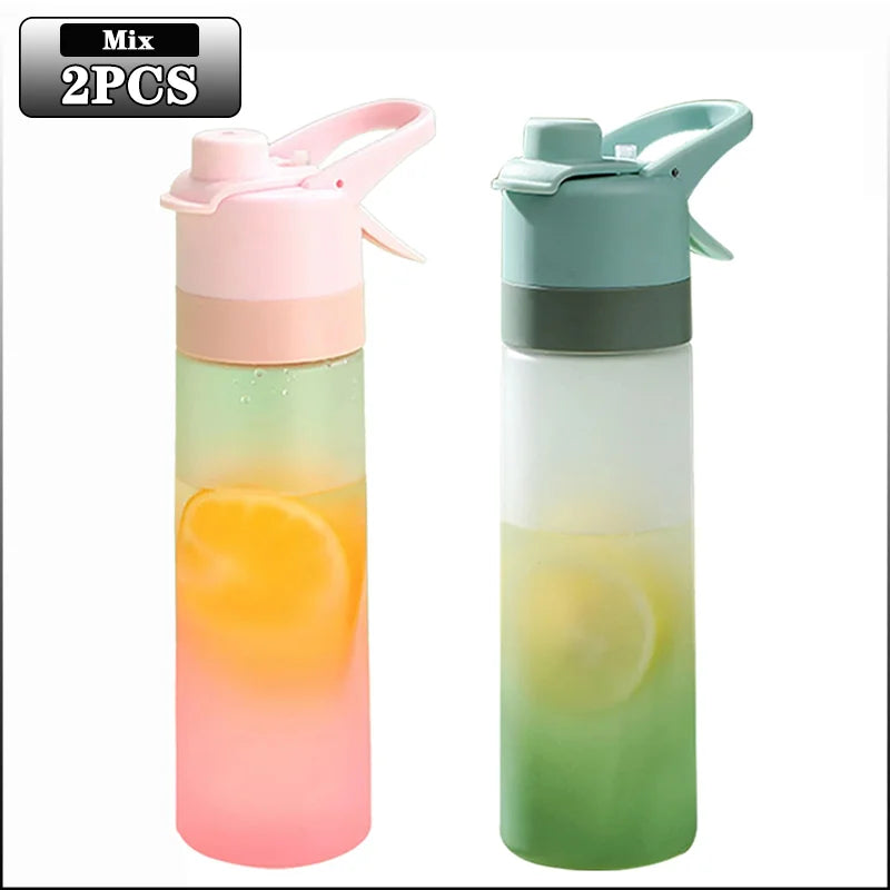 Gourde Brumisateur 650ml avec Paille – Spray Brume & Hydratation, Outdoor & Sport