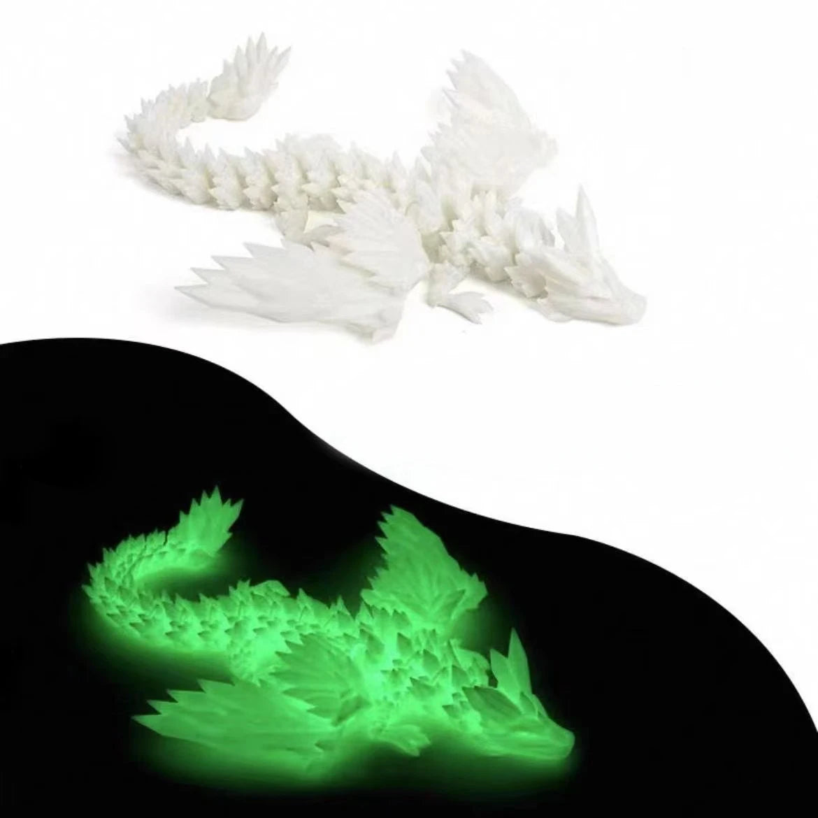 Dragon imprimé en 3D de 15 cm avec ailes mobiles - Accessoire de bureau créatif - Décoration intérieure - Cadeau de Noël ou de vacances idéal