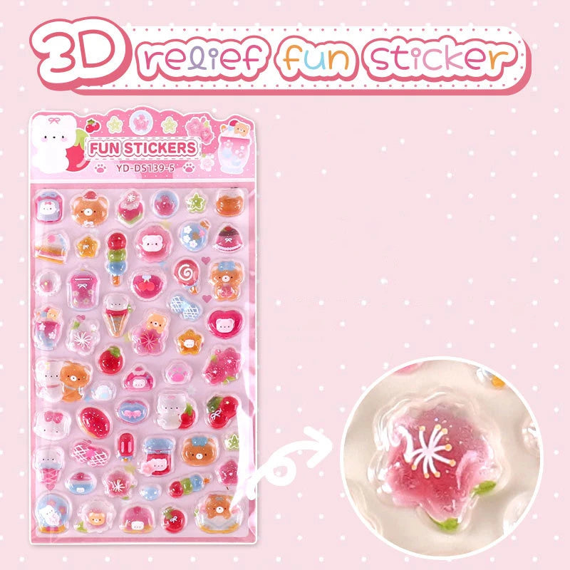 Stickers 3D japonais relief cristal – 6 styles
