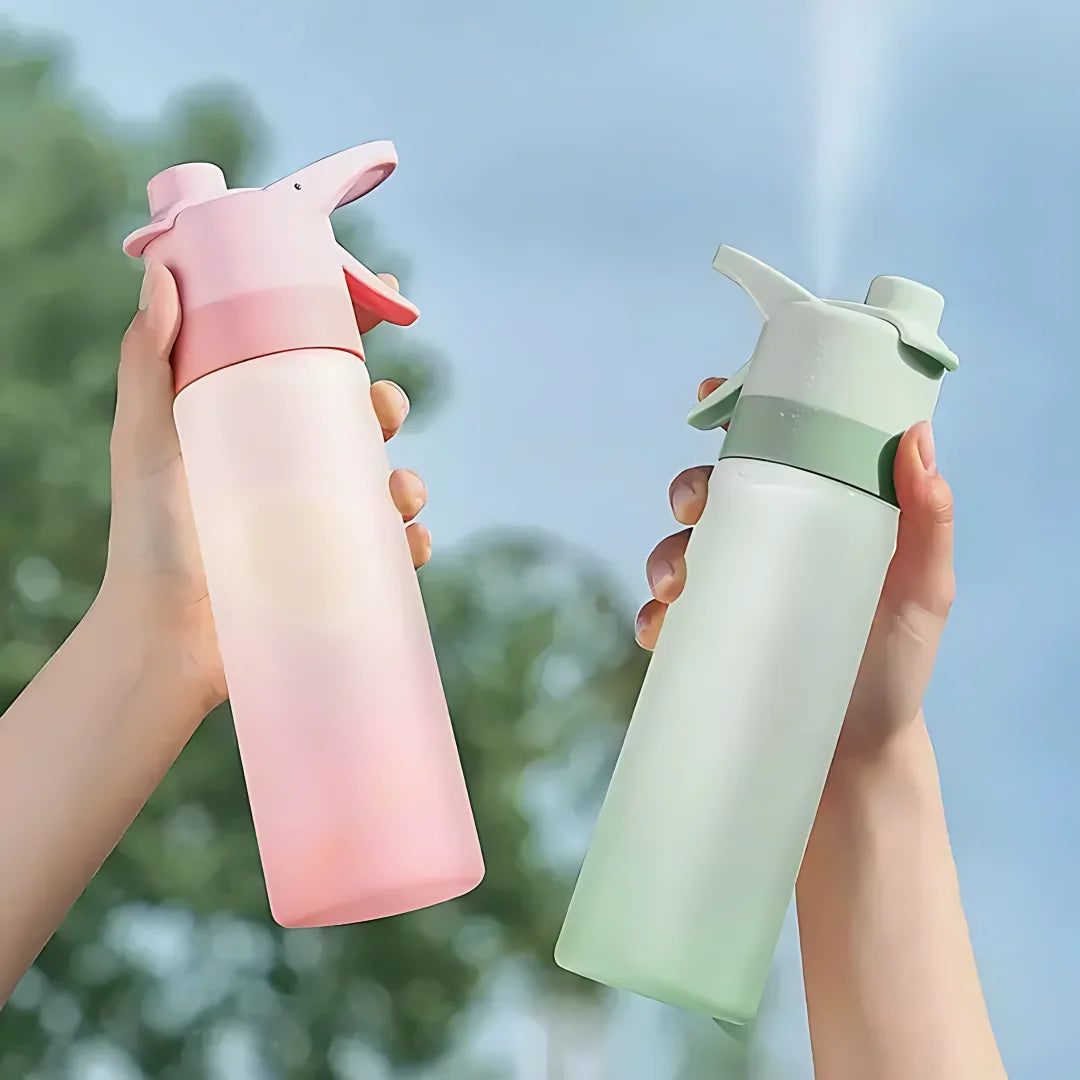 Gourde Brumisateur 650ml avec Paille – Spray Brume & Hydratation, Outdoor & Sport