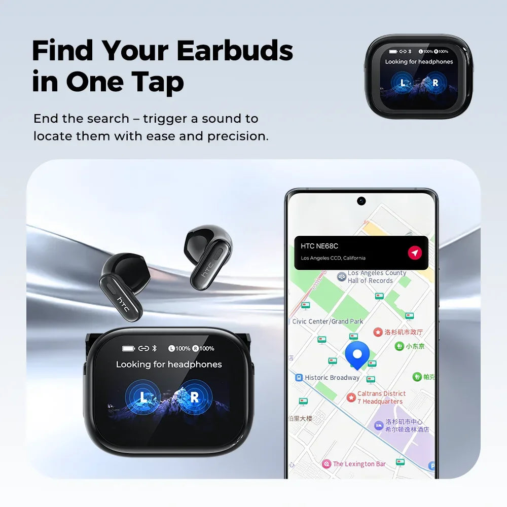 Écouteurs Bluetooth HTC NE68 – Traducteur IA & écran LCD