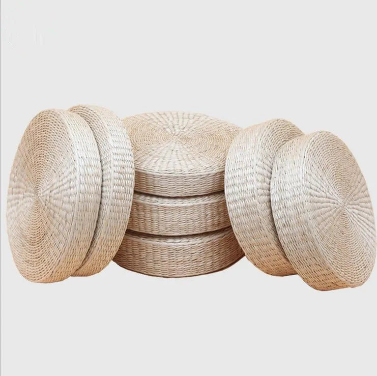 Pouf rond japonais en paille naturelle