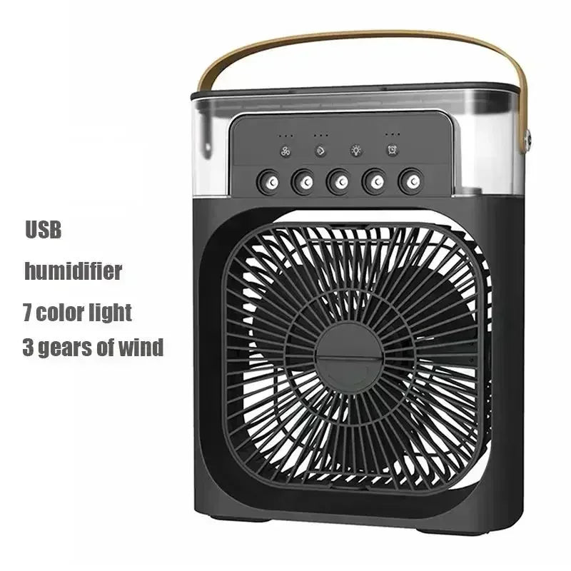 Ventilateur 3-en-1 – Mini Climatiseur, Humidificateur & Veilleuse LED 7 Couleurs