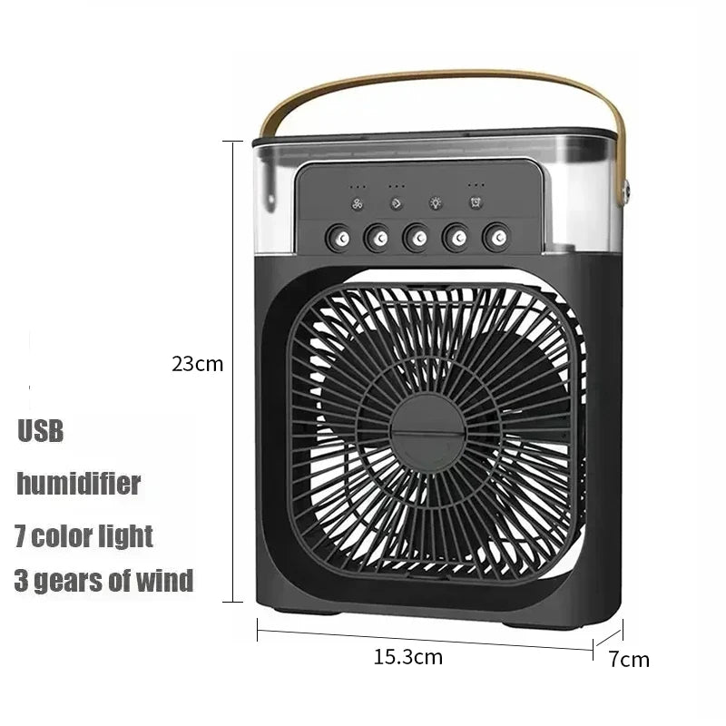 Ventilateur 3-en-1 – Mini Climatiseur, Humidificateur & Veilleuse LED 7 Couleurs