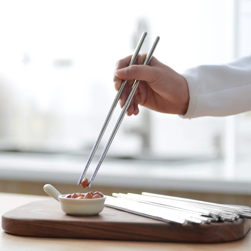 Reusable stainless steel chopsticks, Japanese style