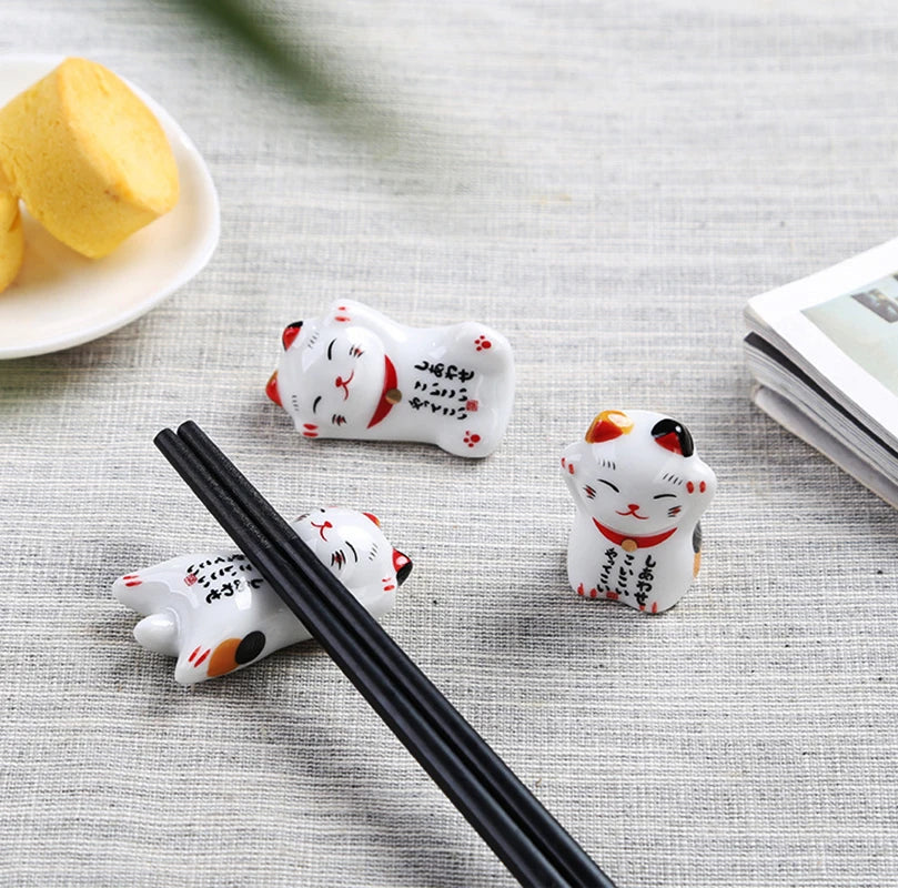 1 porte-baguettes en céramique en forme de chat mignon, style japonais, vaisselle de restaurant…