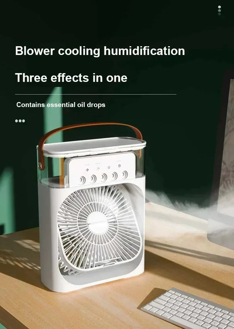 Ventilateur 3-en-1 – Mini Climatiseur, Humidificateur & Veilleuse LED 7 Couleurs