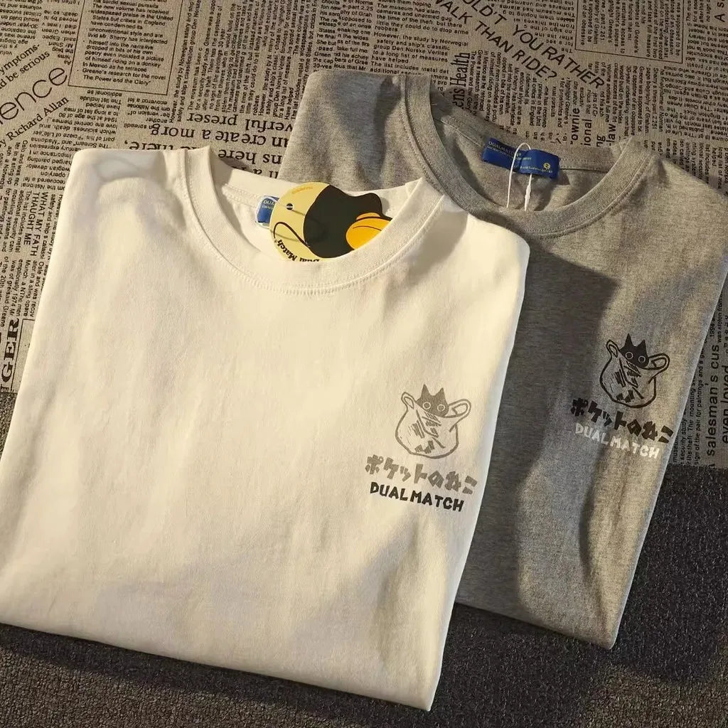 T-shirt imprimé rétro japonais – Manches courtes